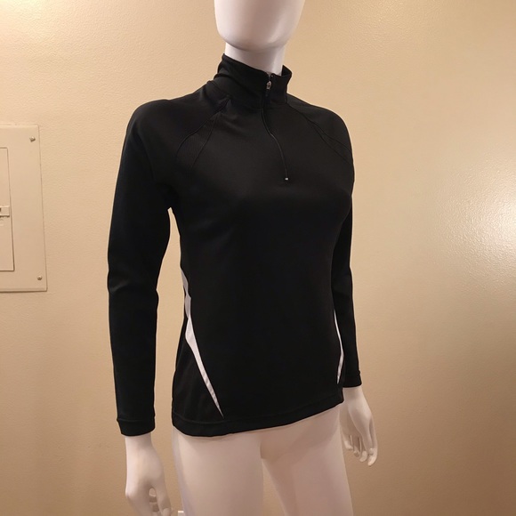 Jockey Athletic Pullover Quarter Zip Womens Size Small Black White Long Sleeve - Picture 1 of 14